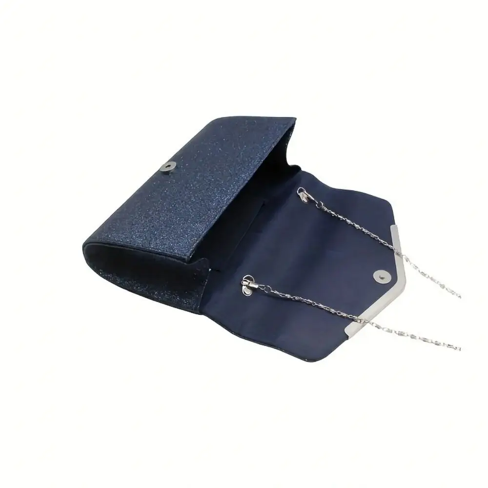 حقيبة عشاء من الفضة اللامعة للسيدات مع سلسلة ، محف...