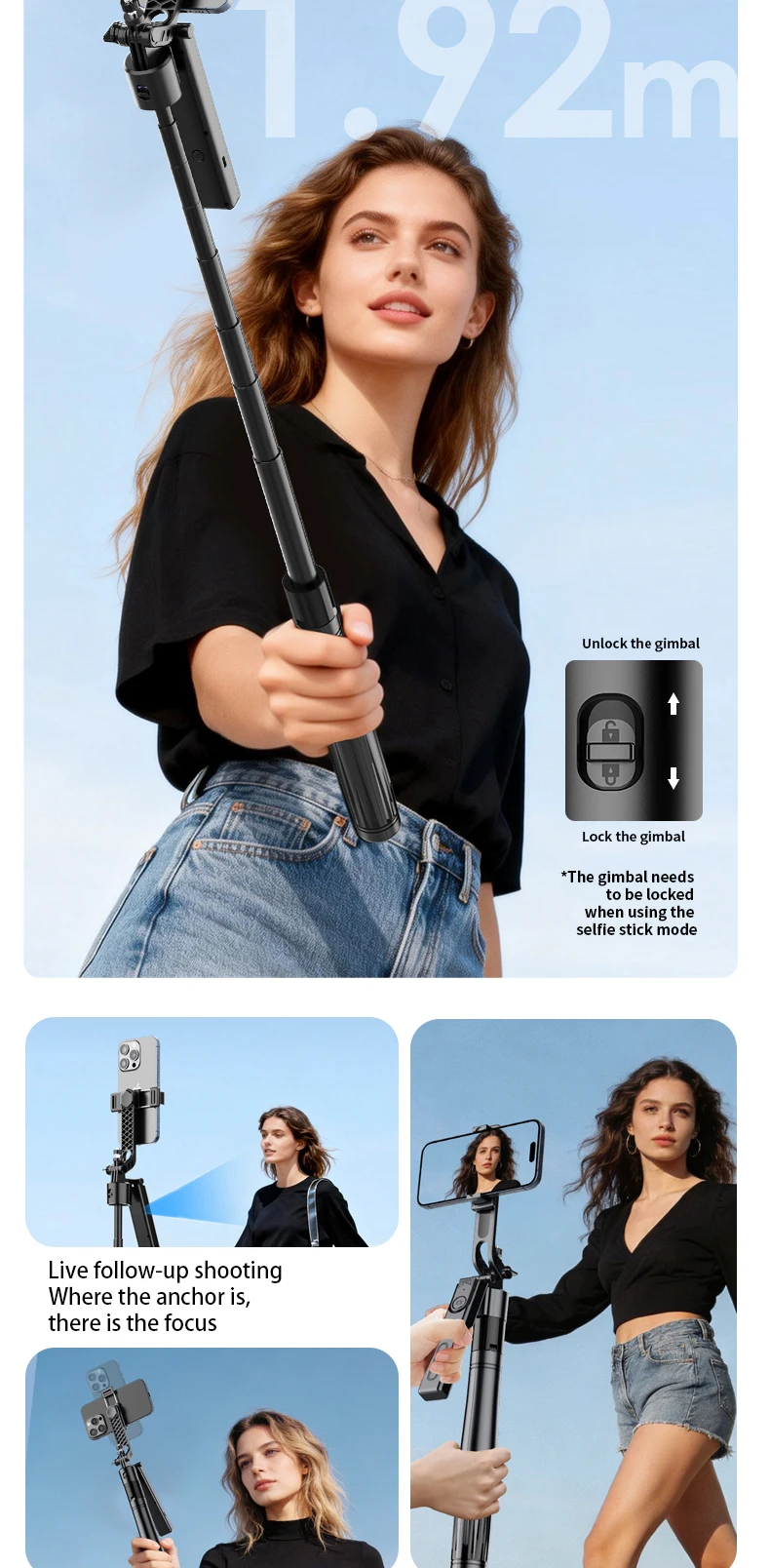 Ai Phone Tripod With Auto-rotation And Remote Control For Vlogging_voghion.com