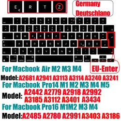 Premium Silicone Keyboard Protector for MacBook Air and Pro (2022 - 2025) (A3113 EU DE 240327)