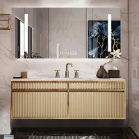Solid Wood Bathroom Dresser Set - Floating Bathroom Dresser with Sink, Smart LED Anti-Fog Mirror Cabinet, Large Capacity Cabinet 1