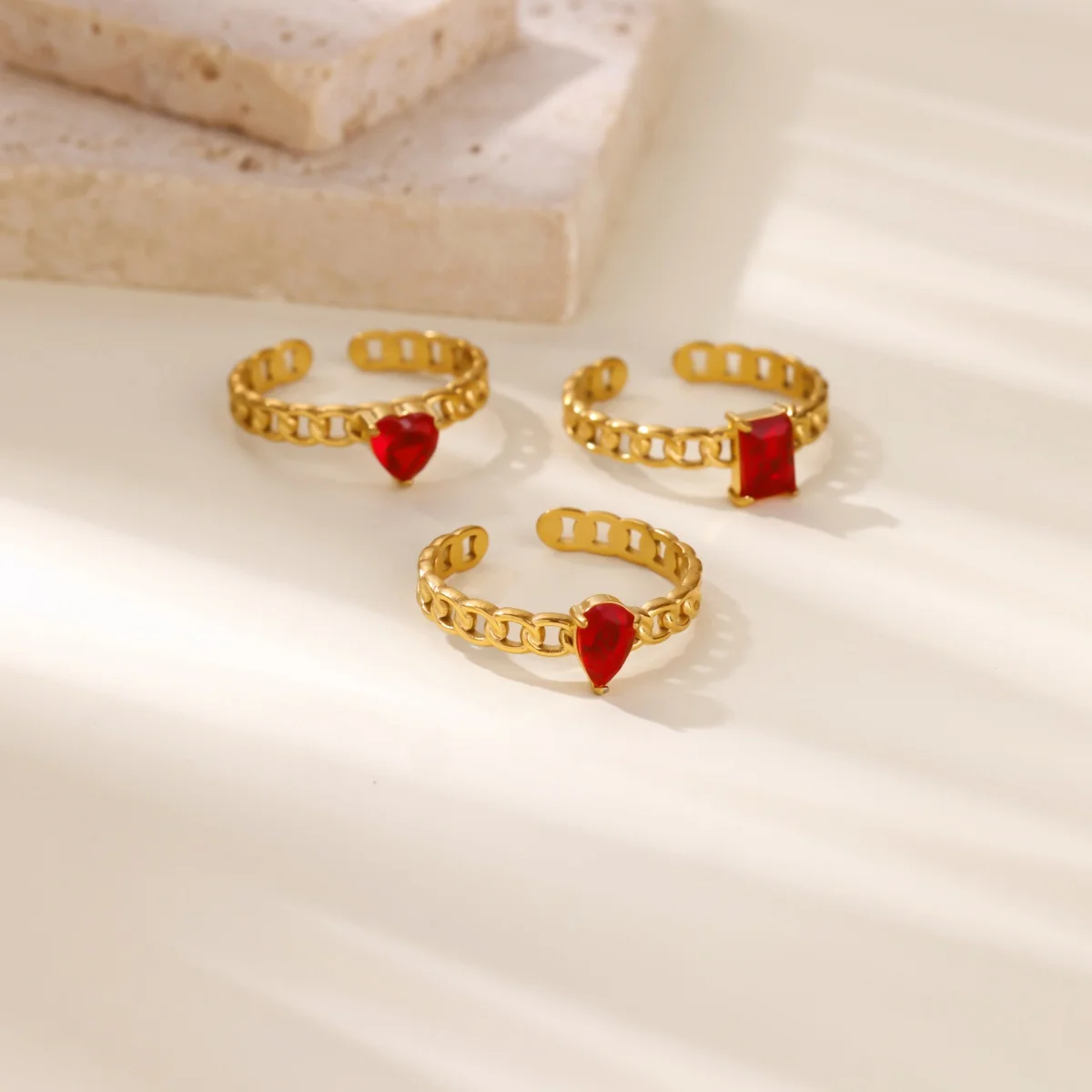 Zircon Women Rings Gold Stainless Steel