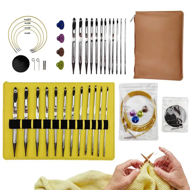 

12Pcs Crochet Tool Kit DIY Beginner for Crochet Non-Slip Knitting Tool Nickel Plated Aluminum Crochet Hook Weaving Needles