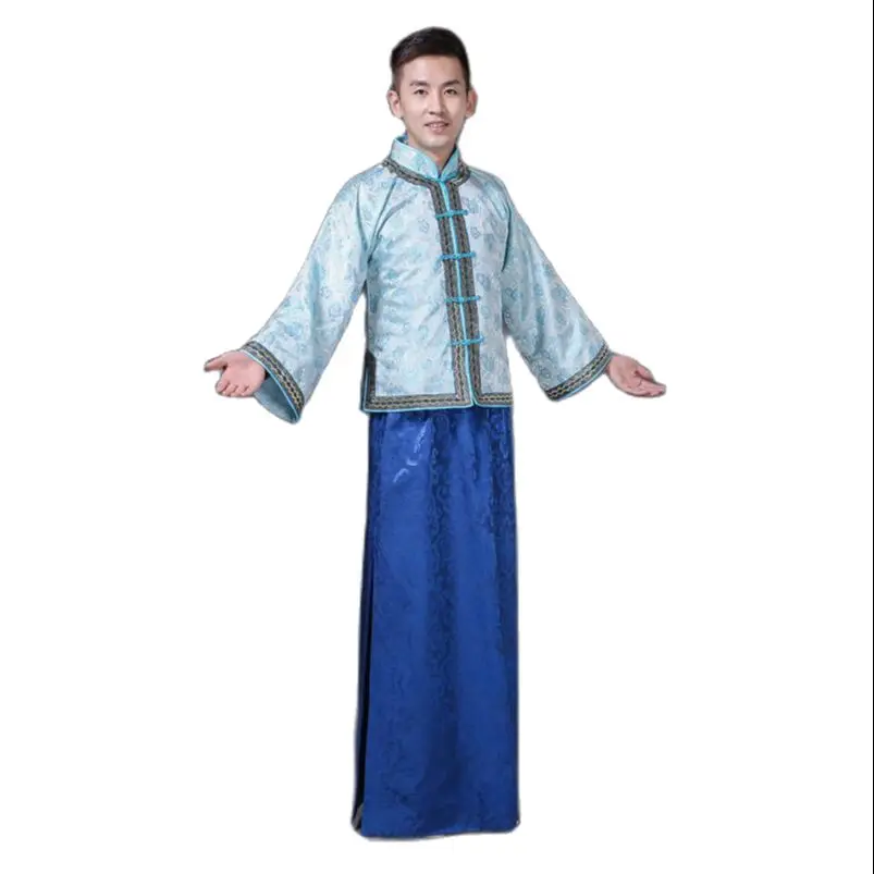 Chinese Ancient The Qing Dynasty Garment National Men Cheongsam Tang Suit Sets Costume Traditional Oriental Hanfu Male Vestido