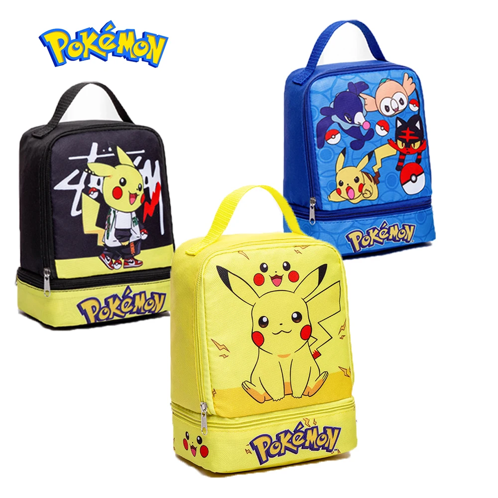 Pokemon Action Figures Pikachu Portable Lunch Box Cartoon School Kids Snack  Storage Bag for Children Creative Double Layer New - AliExpress