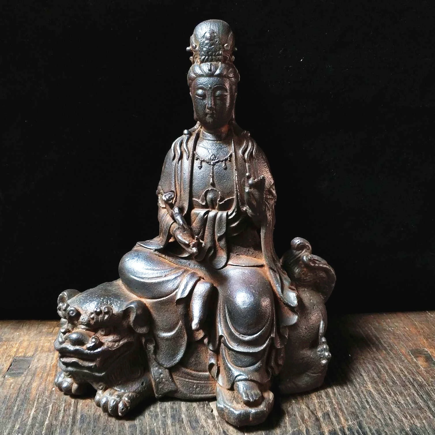 

Tieguanyin, Manjusri Samantabhadra Bodhisattva, старинная железная посуда, железные статуи Будды, искусства