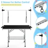 46''Large Dog Grooming Table, Adjustable Cat Drying Desktop with Arms, Nooses, Mesh Tray, Foldable Pet Station at Home 3