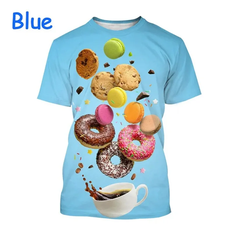 

New Summer 3D Printing Chocolate Donuts T Shirt Children Fashion Streetwear Tee Shirts Unisex Summer Funny Tshirts Y2k Clothing