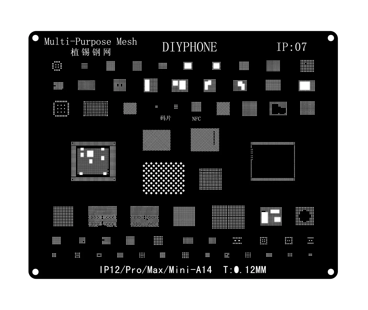 

Phonefix Stainless Steel Stencil Tin Plainting for iPhone 6 to 15 Pro Max CPU IC Soldering Repair BGA Reballing Stencil Net Kit