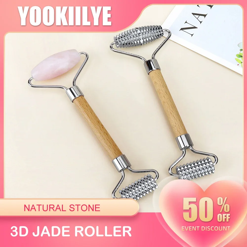 Zinc Alloy Roller Face-lift Tightening Beauty Massager Facial Hobbing Metal Double-headed Roller Multifunctional Skin Care Tools custom custom emblems and pin badges zinc alloy logo custom handbag name plate custom logo metal badge