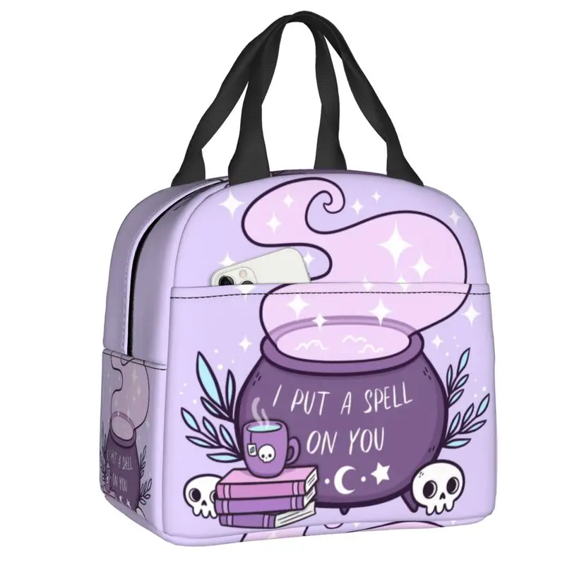 

Witch Cauldron Lunch Bag Occult Gothic Skull Cooler Thermal Insulated Lunch Box For Women Kids Work School Beach Food Tote Bags