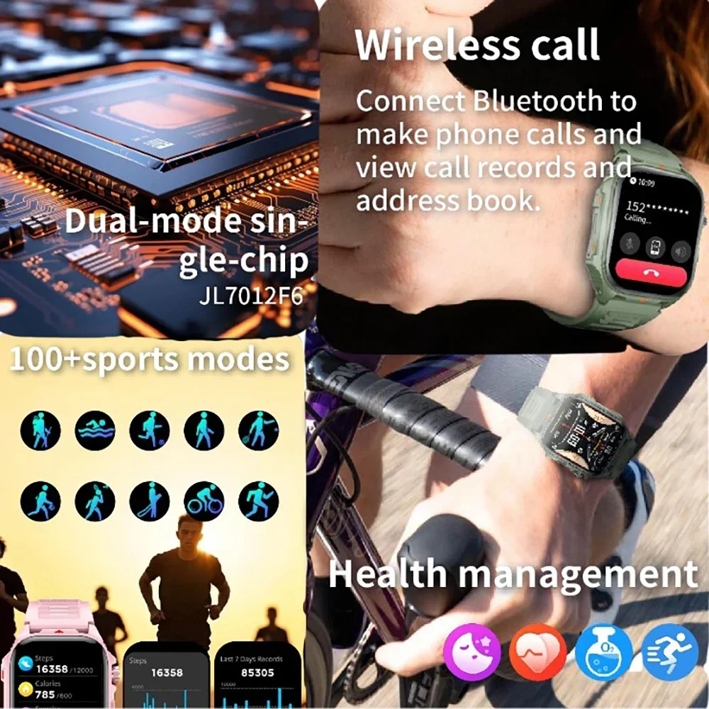 Men Smart Watch 400mAh Fitness Clock Wireless Call Smartwatch IP68 Waterproof LED Flashlight Watches for Woman Android IOS 2025