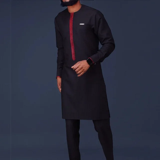 Deji Embroidered Long Sleeve Dashiki Outfit - Image 3