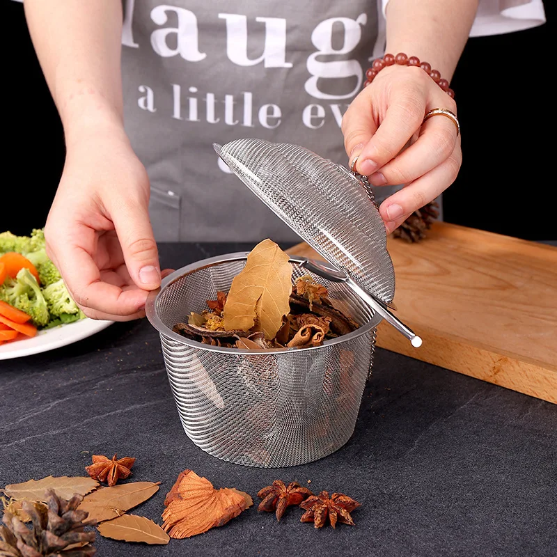 Seasoning Spice Ball Basket Tea Ball Stainless Steel Flavor Bag Hot Pot Halogen Box Soup Taste Box Strainer Basket cooking strainers