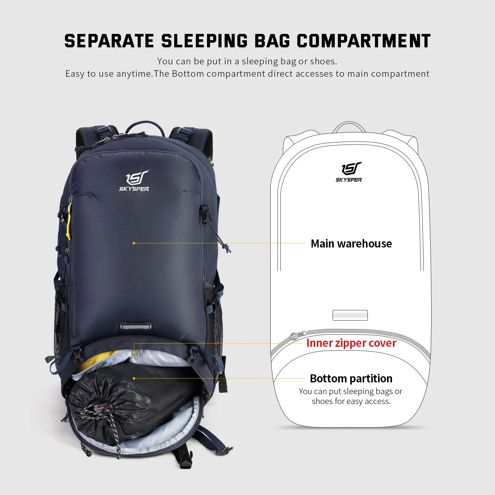 Skysper 40l Outdoor Backpack Hiking Bag 