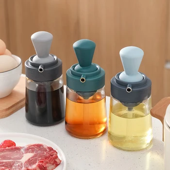 Bottiglia di olio di silicone portatile 2 in 1 con spazzola Griglia Spazzole per olio Olio liquido Pasticceria Cucina Cottura Strumento per barbecue Utensili da cucina per barbecue 1