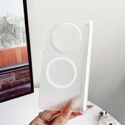 Transparent Magnetic Hinge Protection Case with Clear MagSafe Cover for Honor Magic V6 (Clear White)