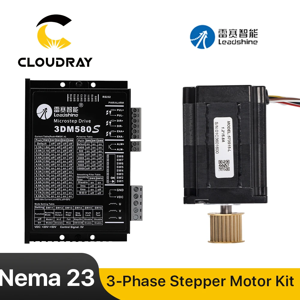 Cloudray Leadshine-kit de Motor Deslizante para Máquina de Gravura Cnc Nema 23 Fases 0.9n.m 1.3n.m 573s09-l18 573s15-l-18 3dm580s