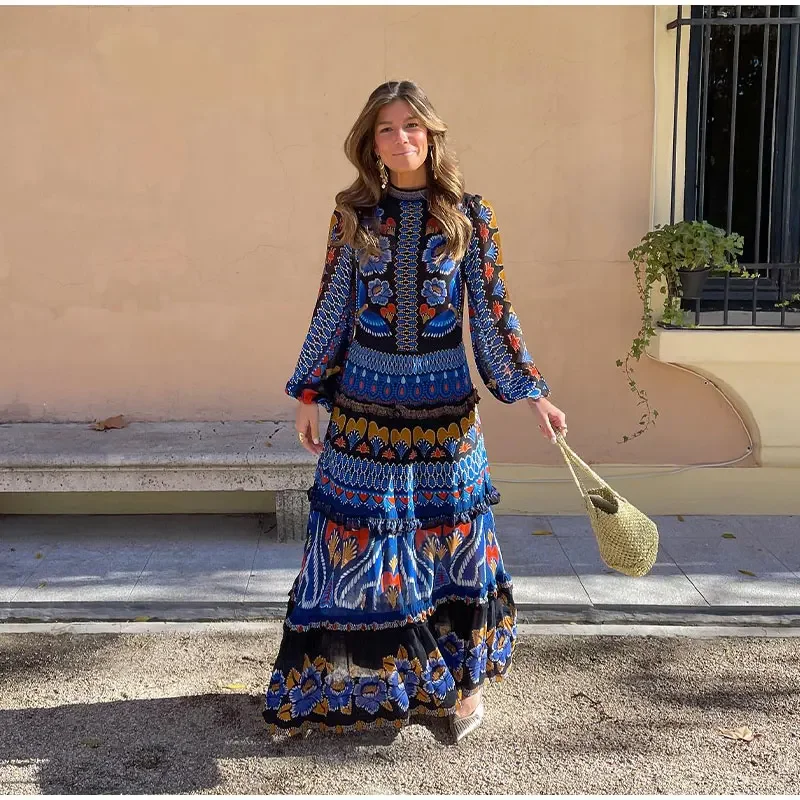 Vestido Longo Estampado Vintage