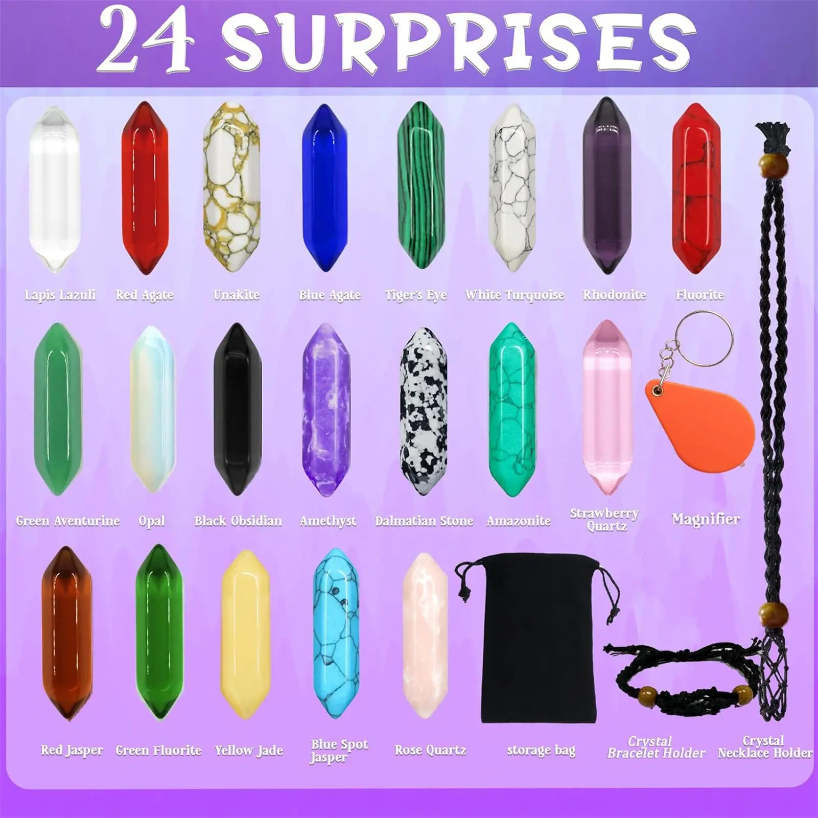 24 Days Crystal Advent Calendar 24 Days Crystal Christmas Advent Blind Box for Christmas Countdown Holiday