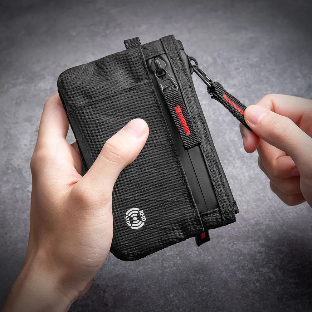 Compact RFID-Blocking Wallet with Zippered Coin Pouch and Card Organizer