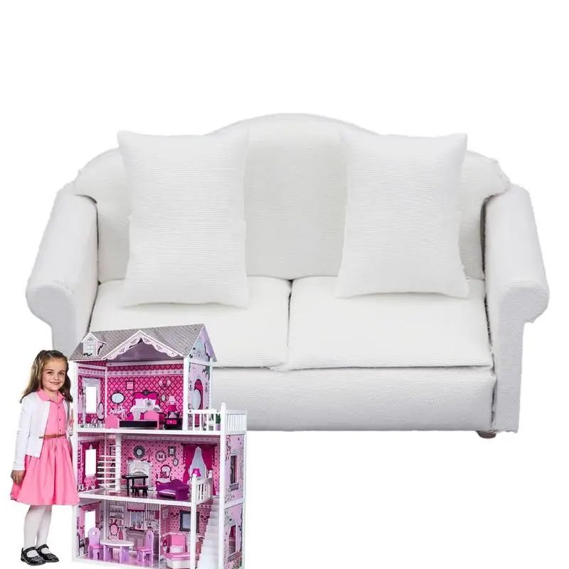 

Doll House Toys Sofa Furniture Toys Doll House Couch 1/12 Scale Miniature Living Room Furniture DIY for Doll House Accessories