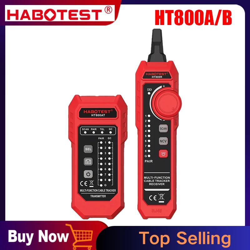 HABOTEST HT800A B Network Cable Tester HT800A HT800B, RJ11 RJ45 cable tracker network wire checker Cat5 Cat6 test network tool network line finder wire tracker