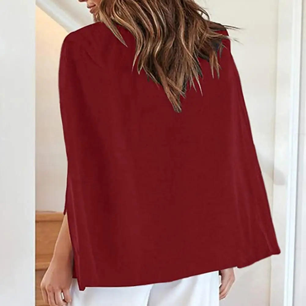 

Split Sleeve Design Cardigan Jacket Chic Cloak Style Office Lady Coats Collarless Split Sleeve Design Solid Colors for or Formal