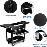 Tool Cart, 4-Tier Rolling Tool Box Cabinet on Wheels with Lockable Drawers & Sliding Top, Heavy Duty Steel Tool Storage O 2