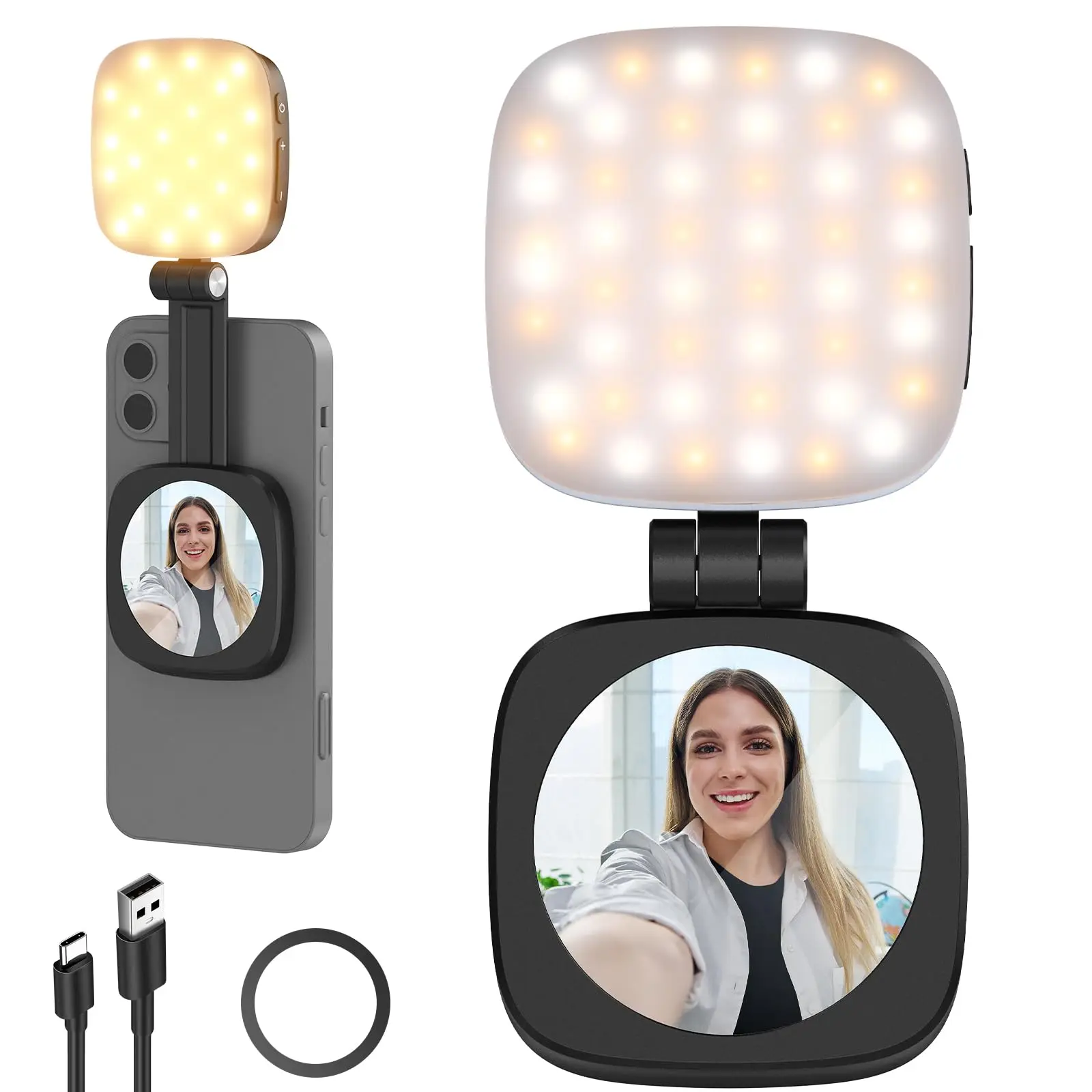 Lot De 2 Anneaux Lumineux 6500K Avec Trépieds 155 Cm – Pour Selfies, Streaming, Photos Et Vidéos – Lumière Plein Écran Et Réglable