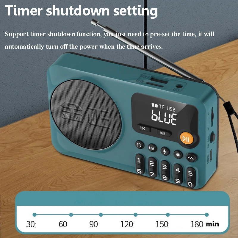Portable Digital FM Radio HD LED Display Radios Wireless Bluetooth Speaker Timed Shutdown Music Player Support Recording TF USB
