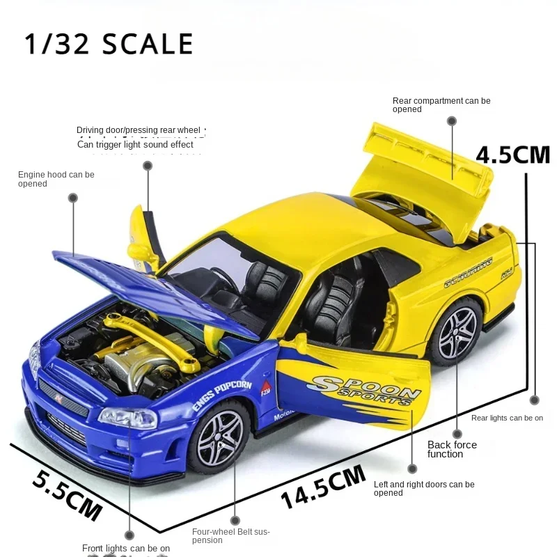 【ケース付き】NISSAN SKYLINE GTR(R34)ミニカー 楽天市場】ワイルドスピード ミニカー1/24 ダイキャスト Brian's