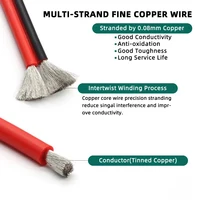 Fil de Silicone souple 1-10M, câble noir rouge à 2 broches 30 28 26 24 22 20 18 16 14 12awg, panneau solaire, batterie de voiture, fil de cuivre étamé 2