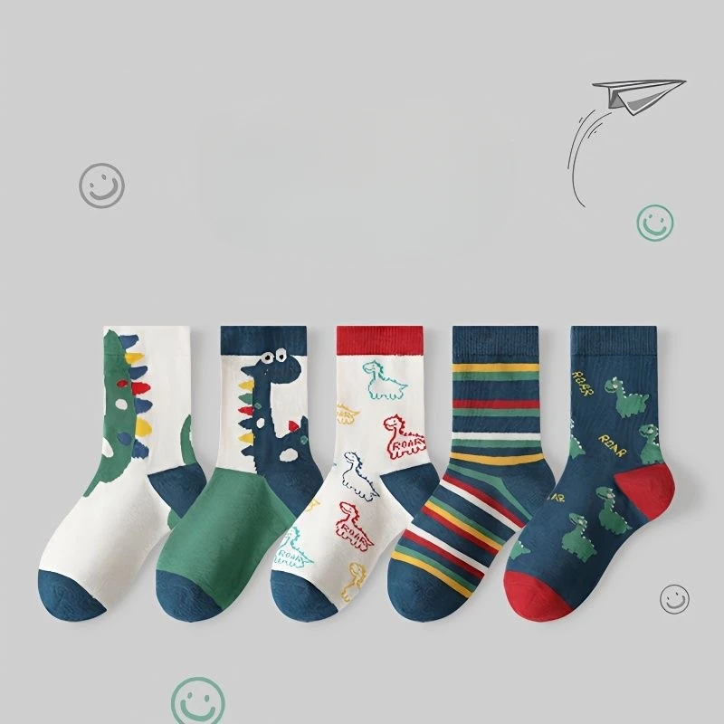 5Pairs/lot Children Socks for Girls Cotton Cute Outdoor Travel Sports Socks Animal Dinosaur Causual Sports Clothes Accessories 11 Sd28106e8614541c79809607c25237478u
