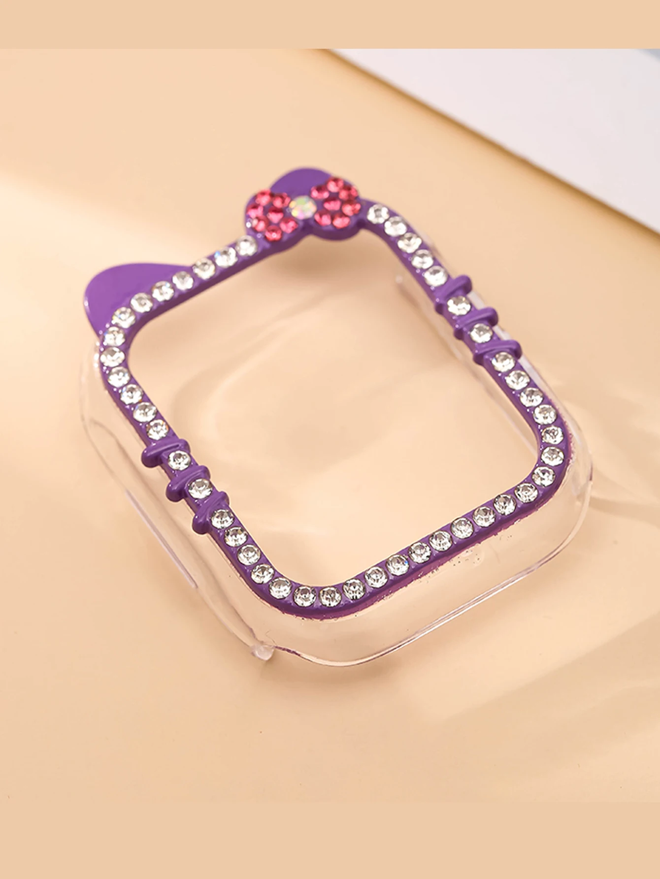 1 حافظة ساعة أبل بنمط قطة كرتونية مع الماس المتلأل...