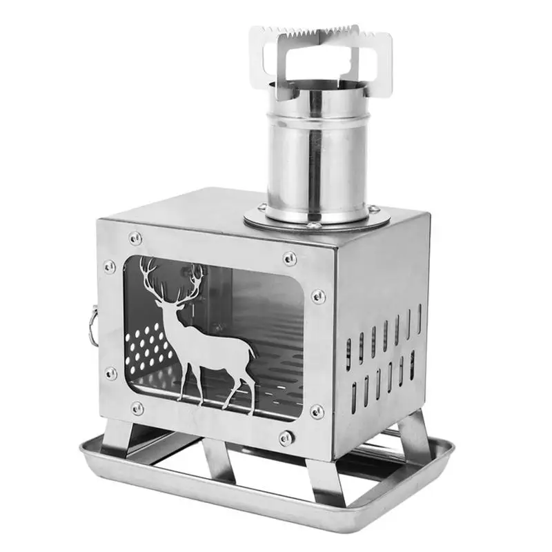 

Portable Wood Burning Stove Backpacking Stove with Chimney Pipe Tent Stove Camping Wood Stove for Picnic BBQ Camp Hiking