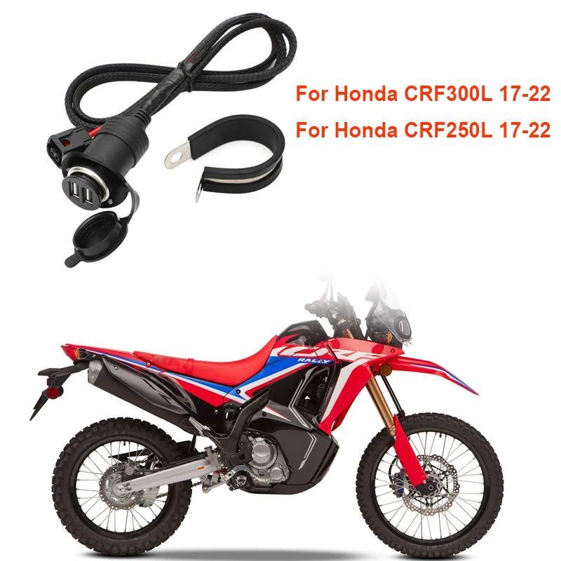 Dual USB Charger QC 2x 2.1A 2 For Honda CRF300L CRF250L 17-22 Rally100mAh Socket Switched Power '17 on Plug And Play CRF 250 L