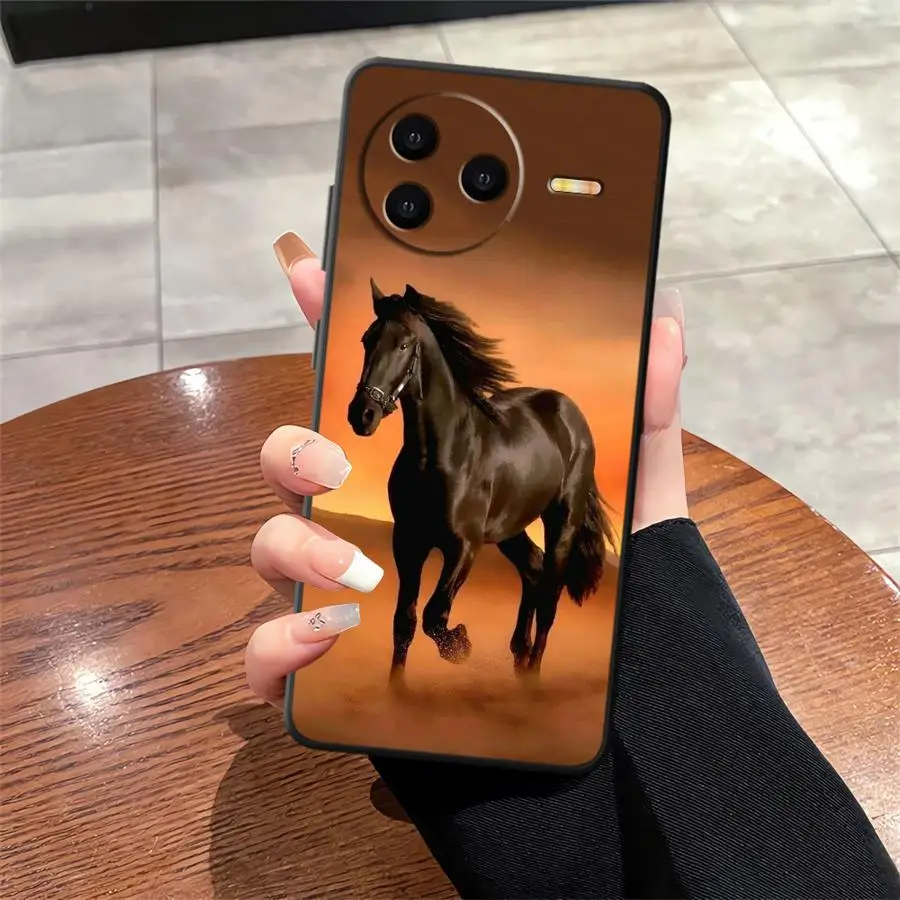 Black Soft Phone Cover with Horse Animal Design
