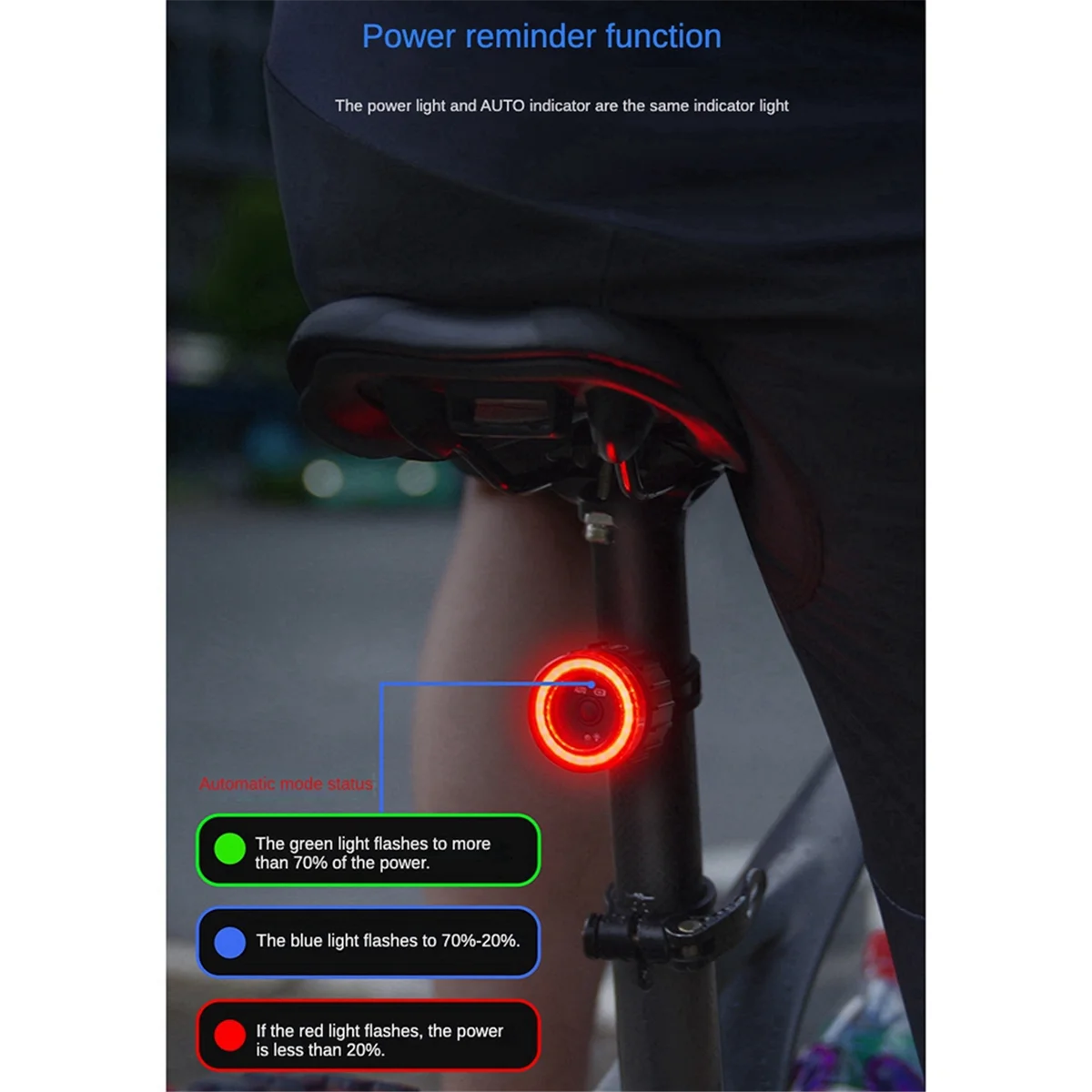 BAAU 2X Bicycle Intelligent Brake Taillight Cob Large Aperture Seat Post Cushion Taillight