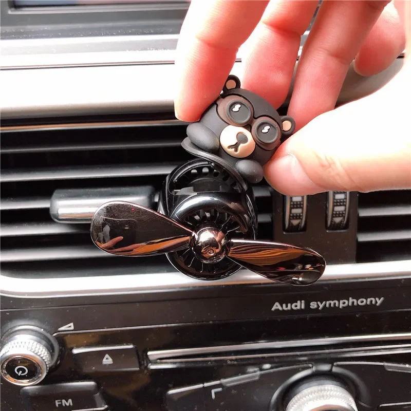 Car Accessories Air Freshener Pilot Rotating Propeller Air Outlet Fragrance Flavoring In Car Goods Little Bear Pilot Decor