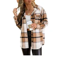 Womens Fall Outfits Fashion Clothes Shackets Flannel Plaid Button Down Long Sleeve Shirts Jackets 1
