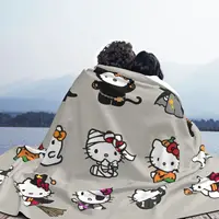 Official Hello Kitty Halloween Ghost Blankets Flannel Vintage Warm Throw Blankets for Bedspread Spring/Autumn 4