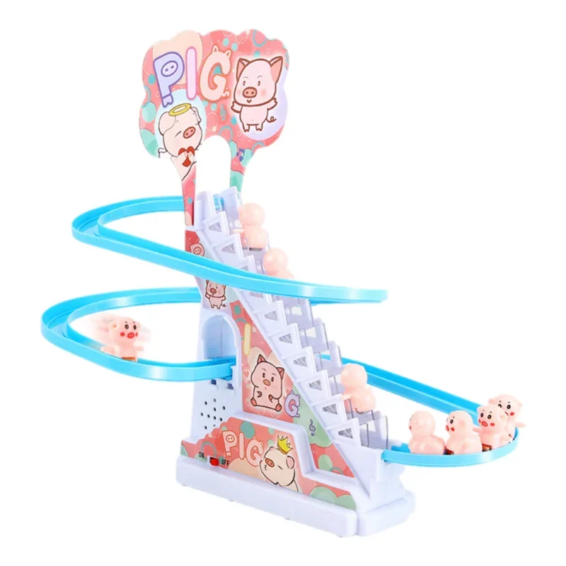 Children's Electric Cute Cartoon Duckling Climbing Stairs Toy Rail Car Electric Slide Roller Coaster Set Perfect Gift For Kids 5