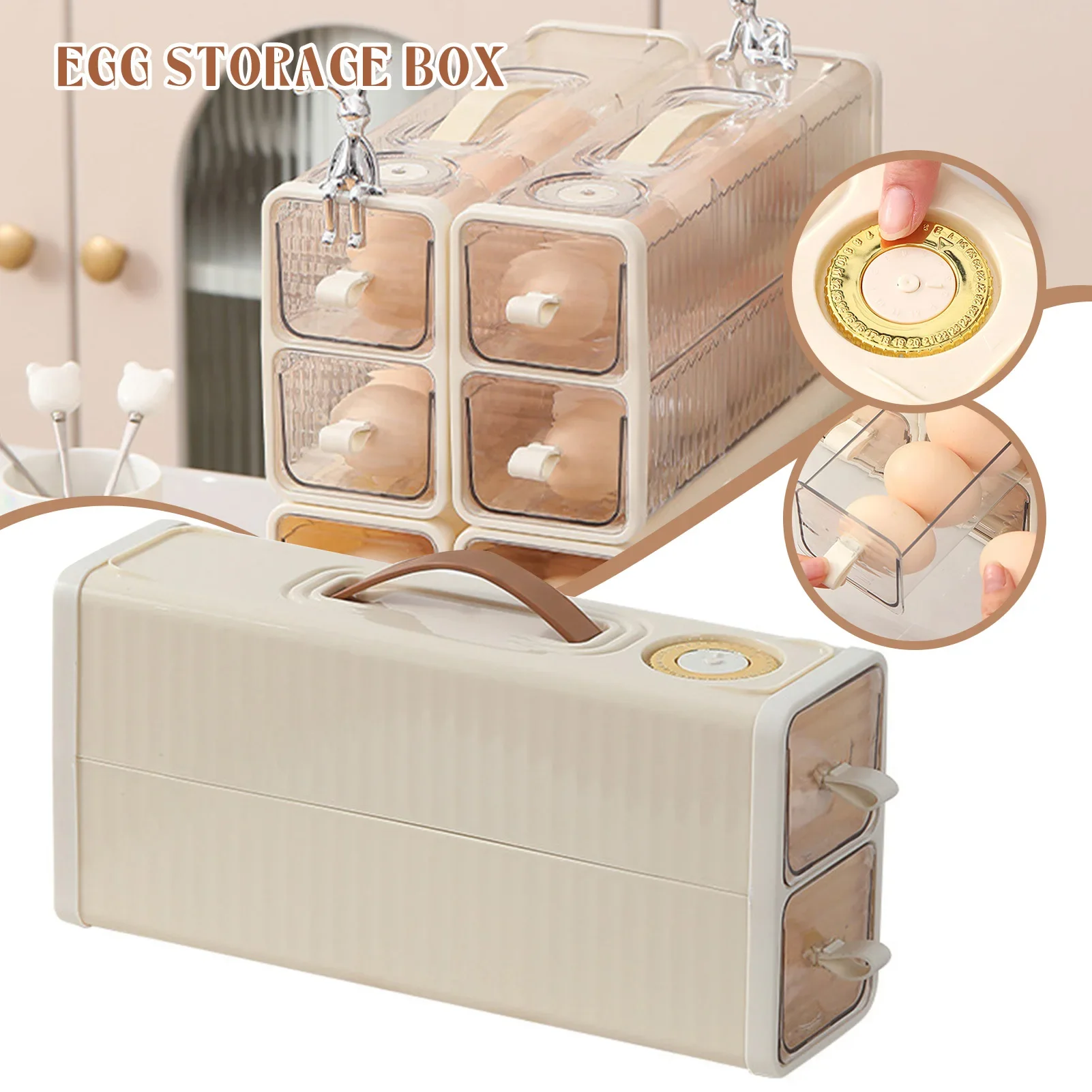 

Двухуровневый контейнер для хранения яиц, высококачественный контейнер для яиц с ручками для домашнего хранения, домашняя организация и хранение