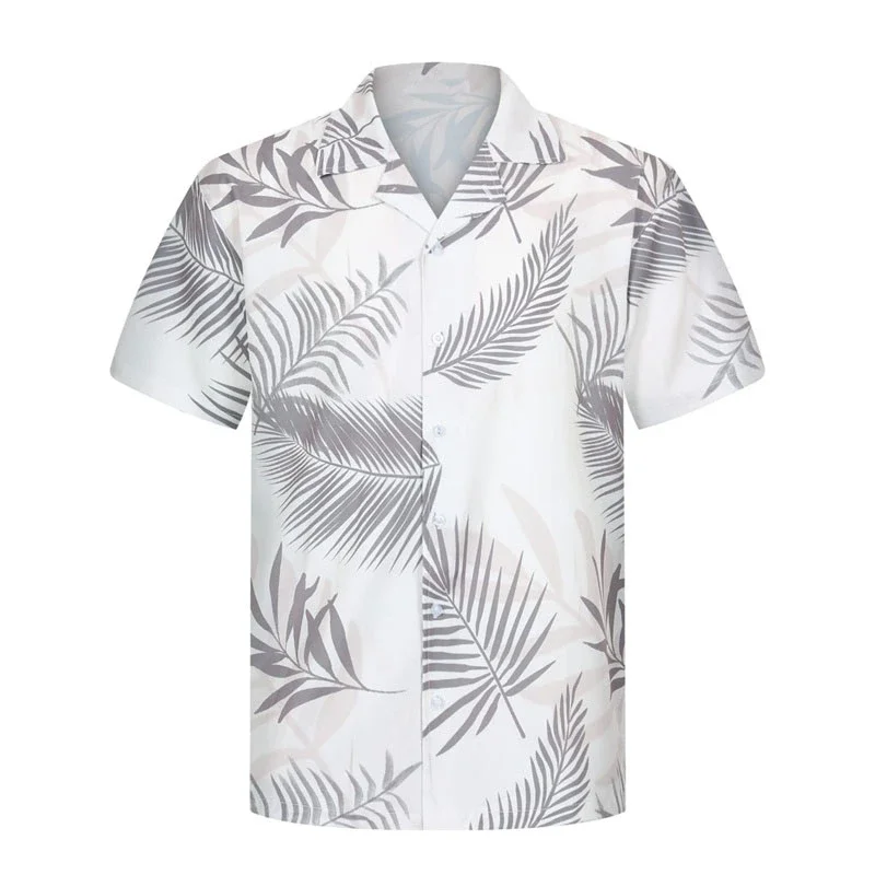 

Men's shirt lapel summer short-sleeved new style feather Korean style vacation Hawaii beach designer breathable and comfortable