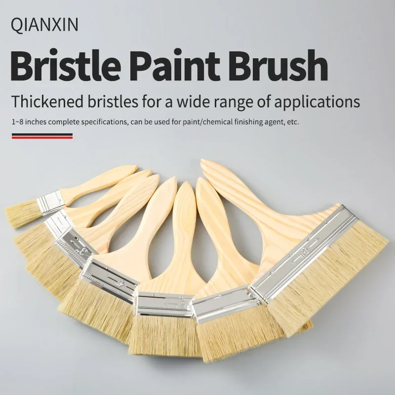 Wood Handle Bristle Paint Brushes for Wall and Furniture Paint Tool Multifunction BBQ and Cleaning Brushes Paint Tool household miter saw cabinets multifunction 45 90° woodworking clamping mitre saw box wood gypsum oblique angle cutting tool