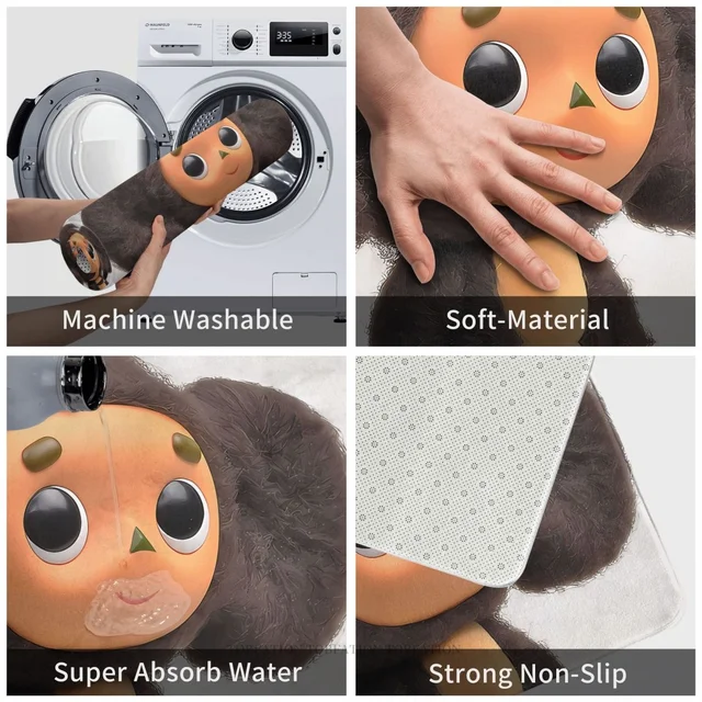Cheburashka Szovjet Orosz Rajzfilm Csúszásgátló Ajtófürdő Fürdőszőnyeg Erkély Szőnyeg Bejárat Ajtó Hálószoba Dekoráció - Image 6