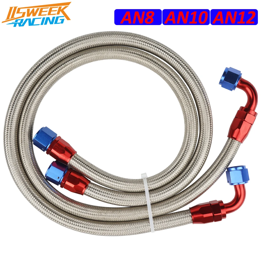 Universal AN8/10/12 CPE Fuel Line Hose Kit 2pcs 1m/3ft Stainless Steel