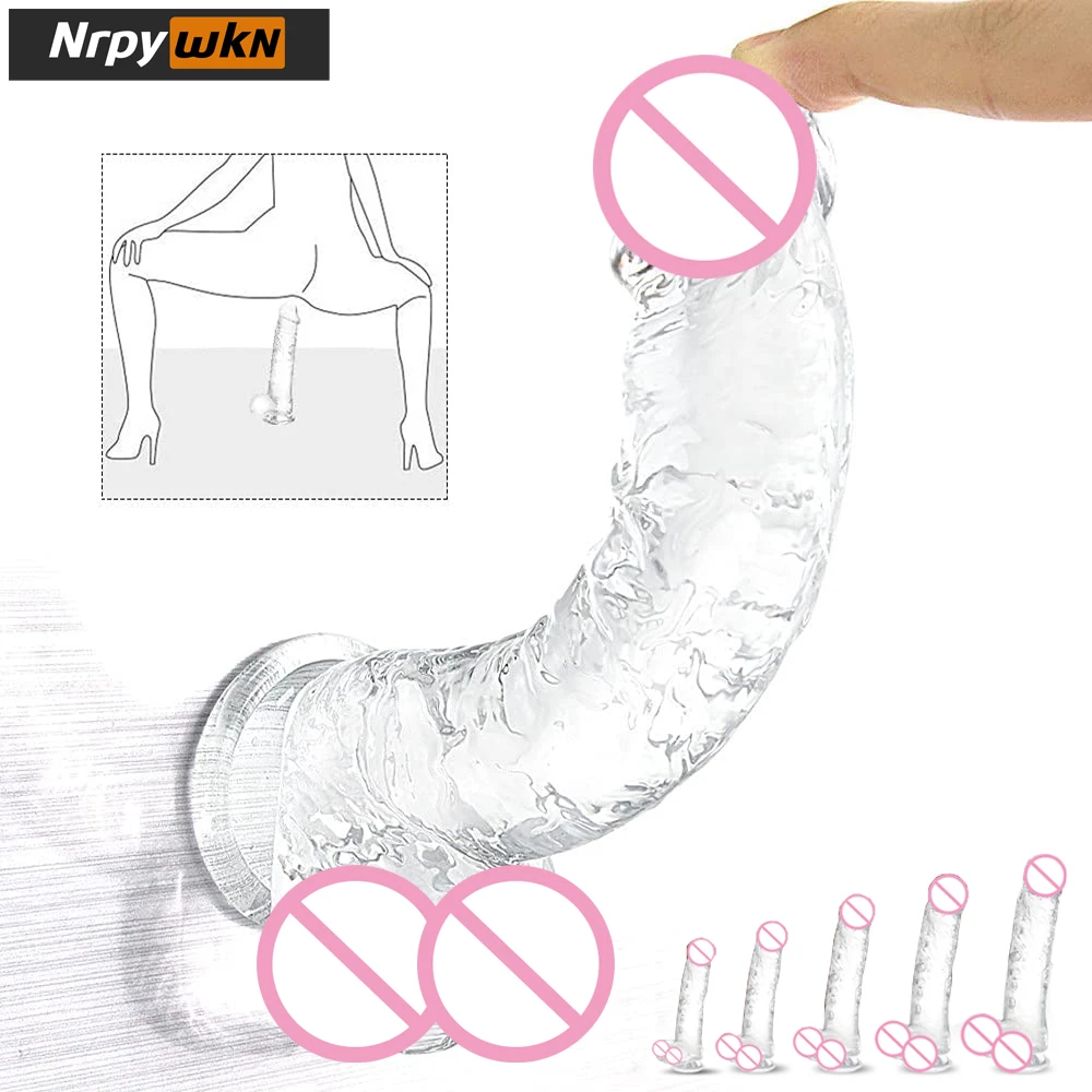 Realistic Dildo G Spot Stimulator- Big Dildos with Suction Cup Adult Sex Toy Flexible Clear Dildo for Vaginal G-Spot &Anal Play