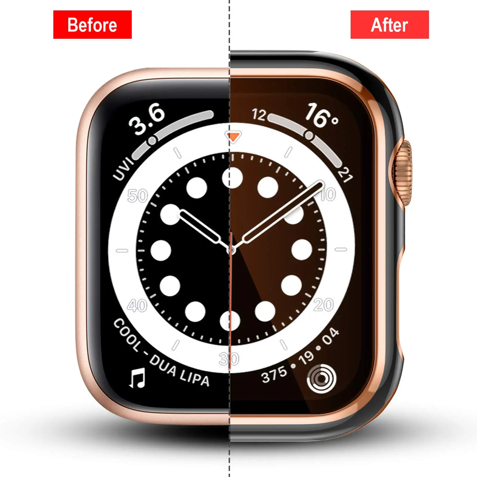 Premium Tempered Glass Screen Protector with PC Bumper Case for Apple Watch - Full Coverage Series 6/5/4/3/2/SE