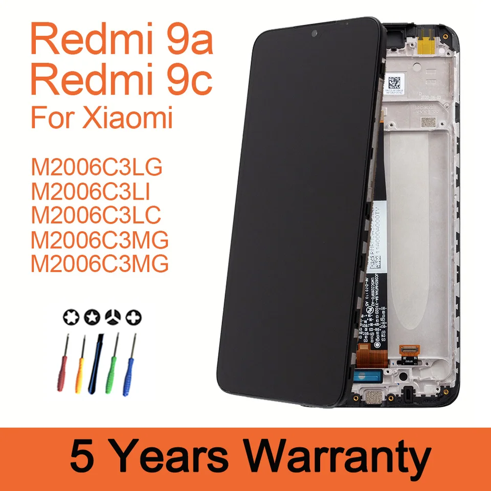 DISPLAY LCD FRAME PER XIAOMI REDMI 9C M2006C3MG TOUCH SCREEN SCHERMO Vetro Nero - Foto 13